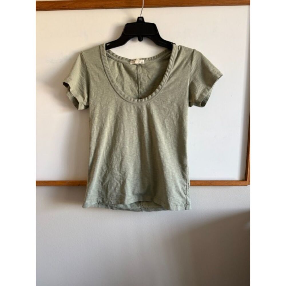 Rag & Bone The Slub U-Neck T-Shirt Olive Green Size XS